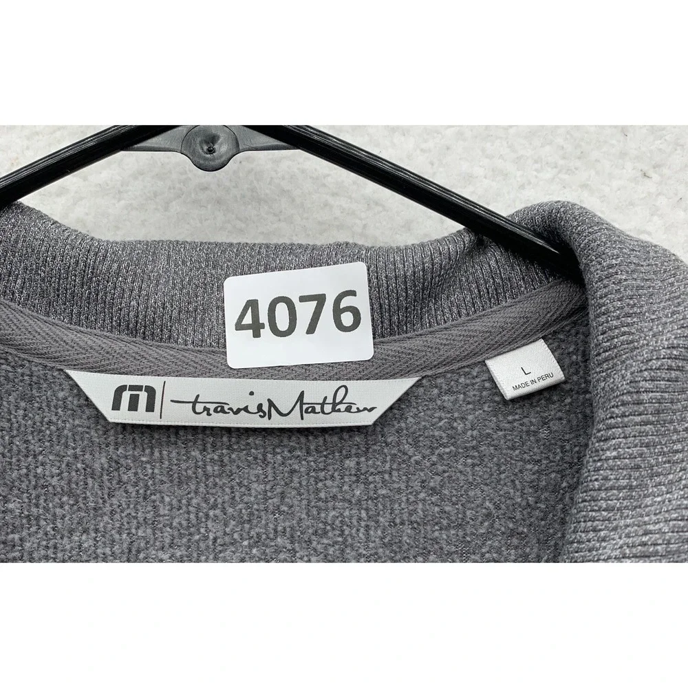 Travis Mathew Sweater Mens Large L Gray Golf Pullover Fleece Lined Collared Dad